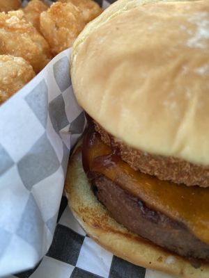 The Western Burger with tots at The Bayside Cafe in Everett