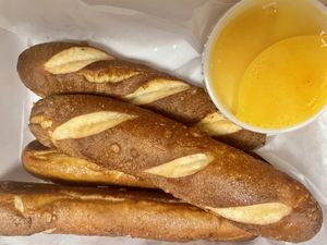 Pretzels with nacho cheese  at The Bayside Cafe in Everett