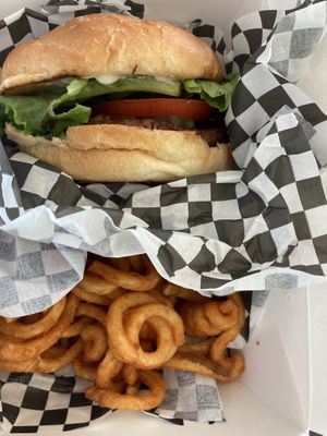 Classic with curly fries! at The Bayside Cafe in Everett
