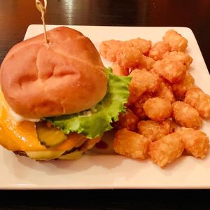 Cheeseburger and tots at The Bayside Cafe in Everett