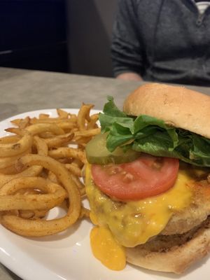 Chickun Ghost w/ curly fries   at The Bayside Cafe in Everett