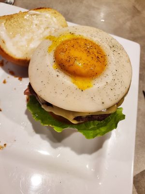 Yo-egg burger. You must try this!! at The Bayside Cafe in Everett