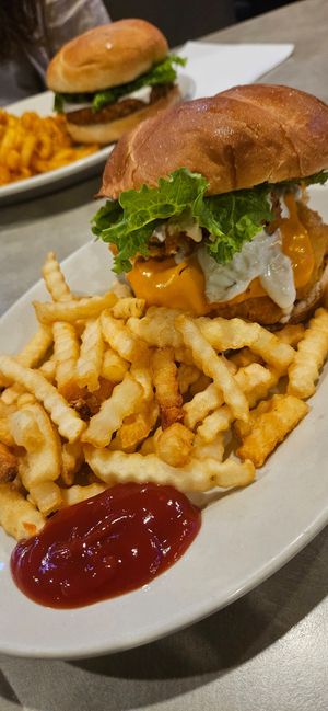 Fried vegan fish sandwich at The Bayside Cafe in Everett