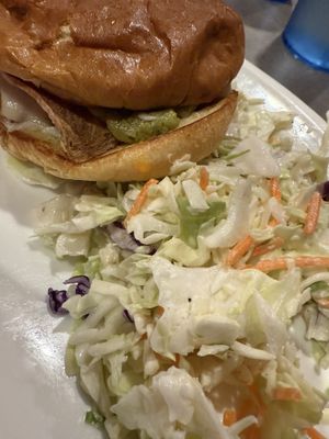 Bakun Swiss Chikun, coleslaw (sorry, I had already taken a bite, so good!)  at The Bayside Cafe in Everett