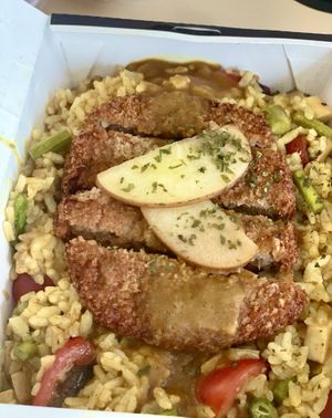 Katsu Curry Risotto (OmniPork, Asparagus, King Oyster Mushrooms, Apple, Cherry Tomatoes) at Friends of Years in New Territories