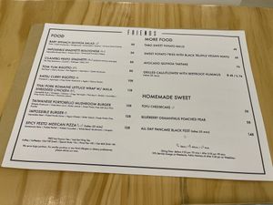 Food menu  at Friends of Years in New Territories