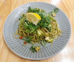 Cilantro Pesto Spaghetti 芫茜⻘醬意粉 at Friends of Years in New Territories