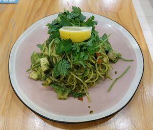 Cilantro Pesto Spaghetti 芫茜⻘醬意粉 at Friends of Years in New Territories