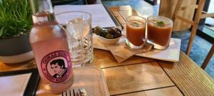 Free gaspacho appetizer with olives at La Source du Barisart in Spa