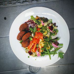 Lentil salad with miso balls at La Source du Barisart in Spa