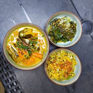 Sweet potato curry, spinach and rice at La Source du Barisart in Spa