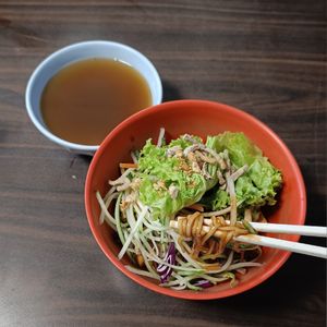 Delicious zha jiang mian with soup on the side. at Tian Yuan 田园健康食品 in Central Singapore