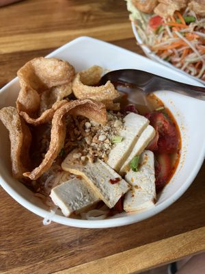 Boat noodles at Tae Sook Vegan Food in Bangkok