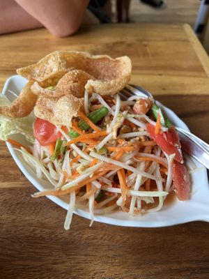 Papaya salad at Tae Sook Vegan Food in Bangkok