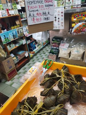 Home made dumplings at Teng Yang Vegetarian and Organic Products in Central Singapore