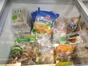Variety of frozen items at Teng Yang Vegetarian and Organic Products in Central Singapore