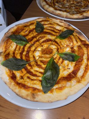Margherita pizza at Veganzza in Istanbul