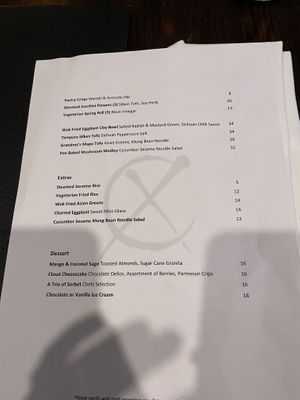 XO Vegetarian Menu  at Embassy XO in Sunshine Beach
