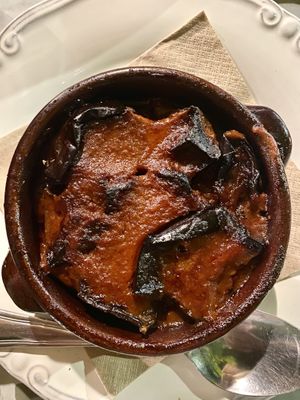 I forgot the name but it’s a stew with aubergine and tomato.  at Estia in Zakynthos