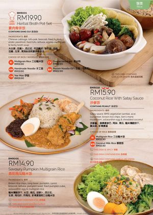 vegetarian bakkut teh, satay rice & pumpkin fried rice at BMS Organics - Cheras Trader Square in Cheras