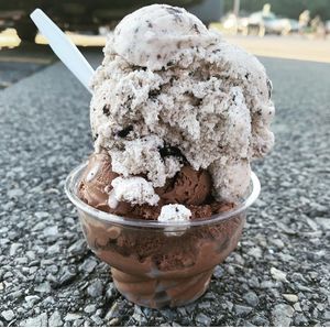 Vegan chocolate and vegan cookies and cream at Guptill's Ice Cream in Cohoes
