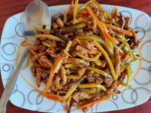 Shredded chicken at Garden Fresh in Palo Alto