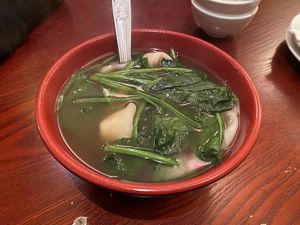 Spinach Wonton Soup at Garden Fresh in Palo Alto