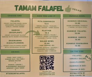 Menu  at Tamam - Upper East Side in New York City