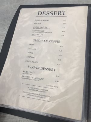 Dessert opties at Restaurant de Merwelanden in Dordrecht