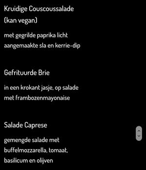 Menu at Van Sprang in Ermelo