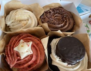 Chocolate, cookies & cream, vanilla, strawberry lemonade  at Mud Pie Stand in Sacramento