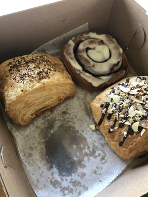 Breakfast Croissant (these sell out fast) / Cinnamon Roll  at Mud Pie Stand in Sacramento