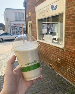 Peanut butter milkshake with oat milk at Goodness in Henfield