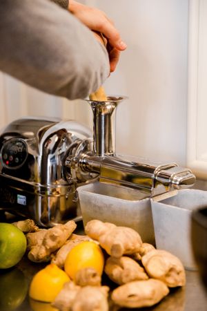 Coldpressed gingershots in the making! at Jacob's Juice in Amsterdam