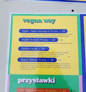 vegan menu at Przyjemność in Poznan