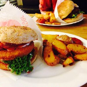 homemade in the back, chicken in the front.  at vego Foodworld in Berlin