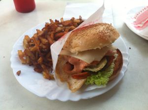 vego burger + fries at vego Foodworld in Berlin
