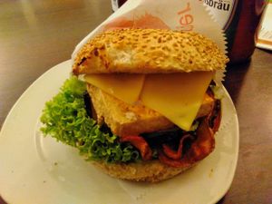 Fried tofu burger at vego Foodworld in Berlin