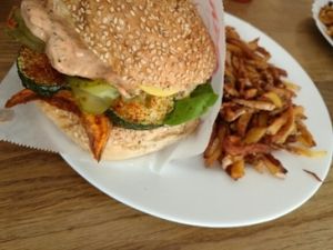 veggie and cheese burger at vego Foodworld in Berlin