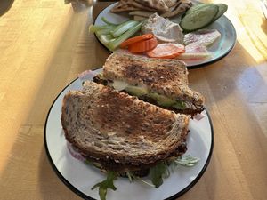 Black bean burger sandwich   at Provincetown Brewing Co in Provincetown