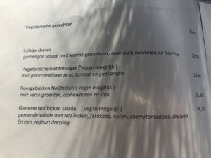 Menukaart at Smit in Giethoorn
