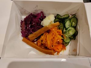 Marinated vegetables at Sato Bento in Ljubljana