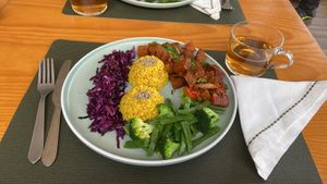 Main dish and tea  at Orelha d'Elefante in Ponte De Lima