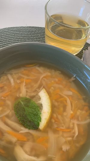 Vegan “chicken soup”   at Orelha d'Elefante in Ponte De Lima