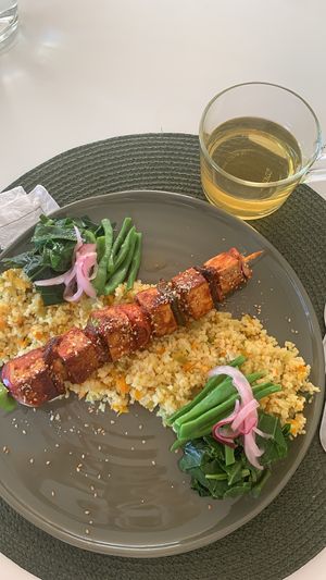Tofu with BBQ sauce with bulgur   at Orelha d'Elefante in Ponte De Lima