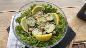 Vegan salad at Bikini Cafe in Baska