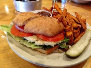 Panini caprese (vegan w/ almond cheese) a special at Seva - Ann Arbor in Ann Arbor