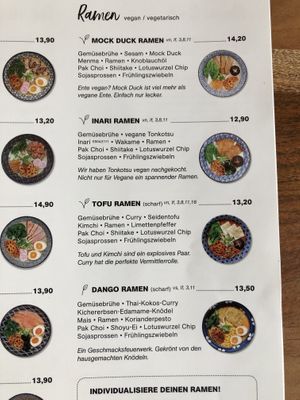 vegan card, but other dishes besides ramen are clearly labelled   at Umaii in Dresden