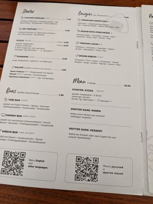 Menu at Umaii in Dresden