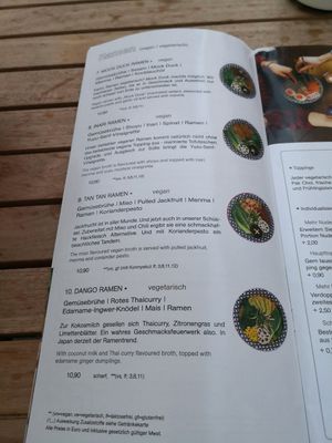 Speisekarte vegan und vegetarian at Umaii in Dresden